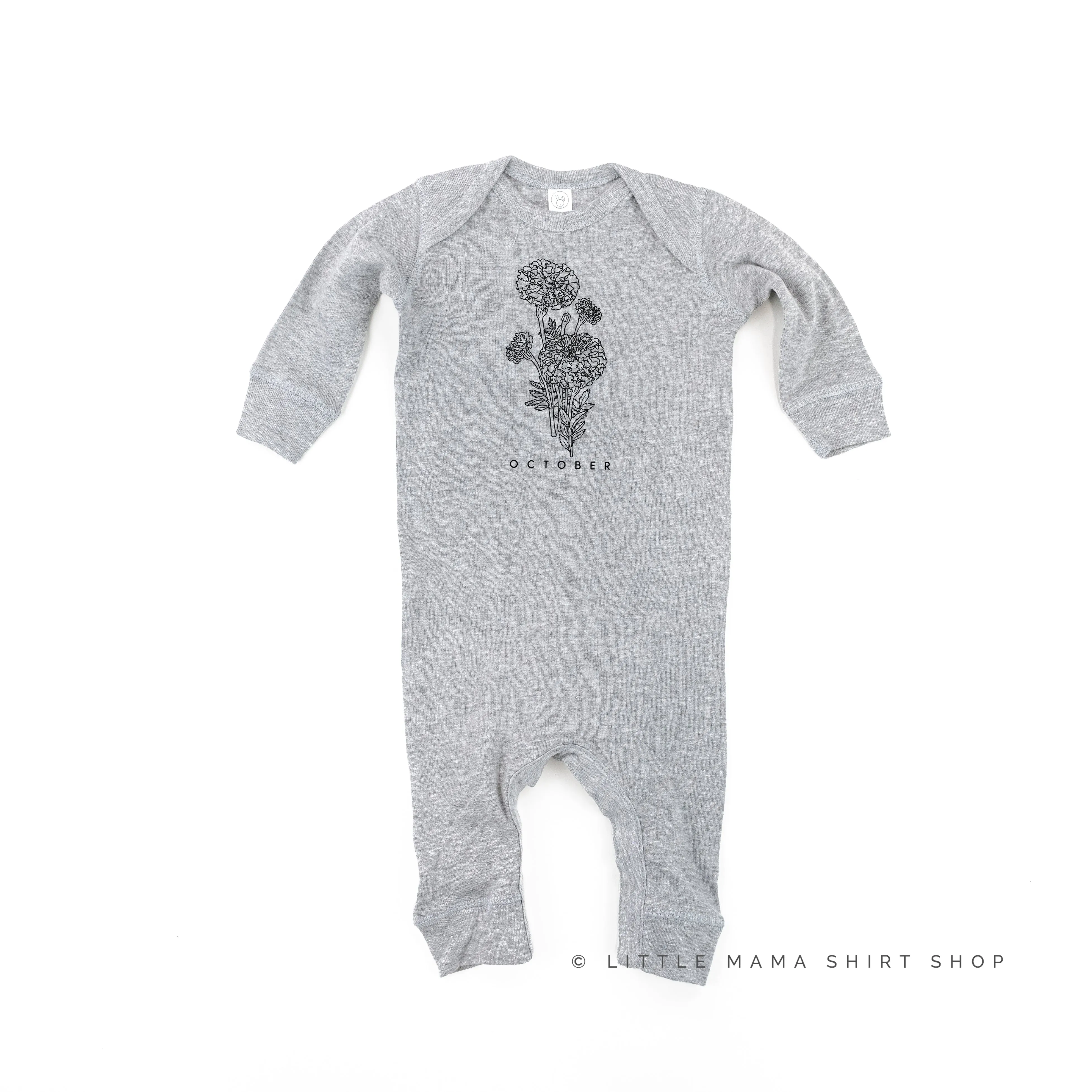 OCTOBER BIRTH FLOWER - Marigold - One Piece Baby Sleeper