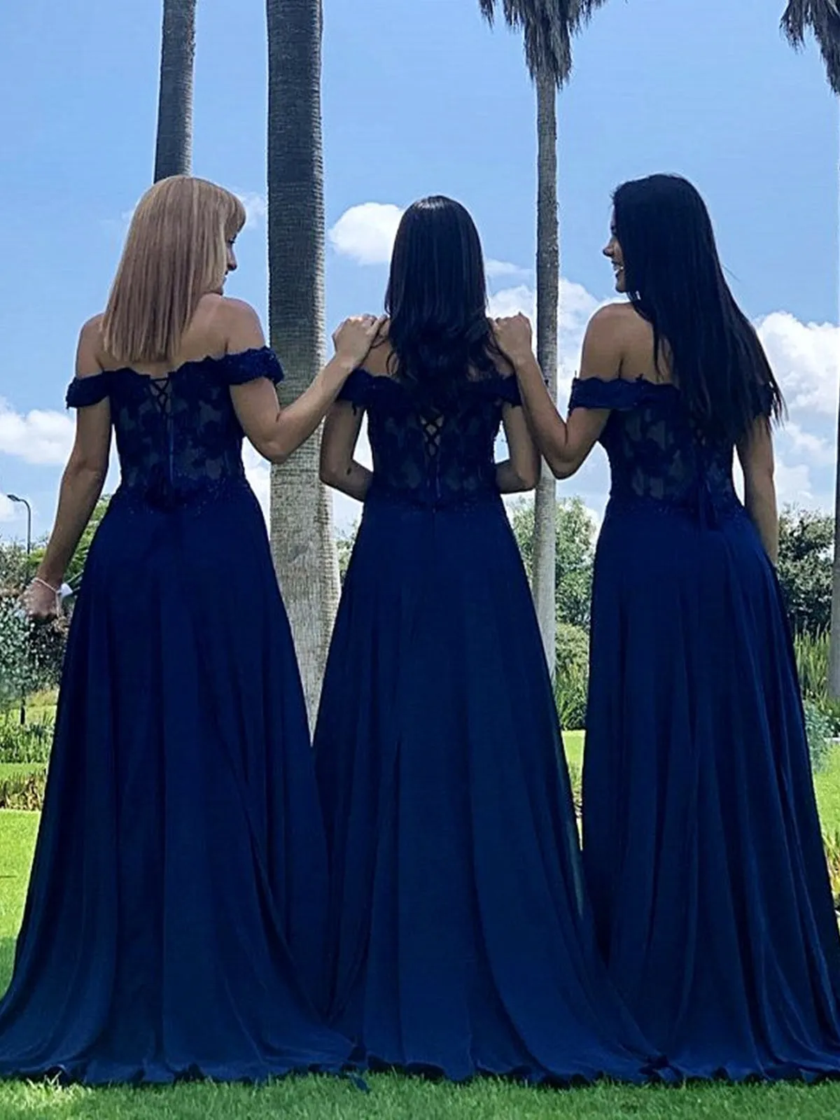 Off Shoulder Navy Blue Lace Beaded Prom Dresses, Navy Blue Lace Bridesmaid Dresses, Long Navy Blue Formal Graduation Evening Dresses