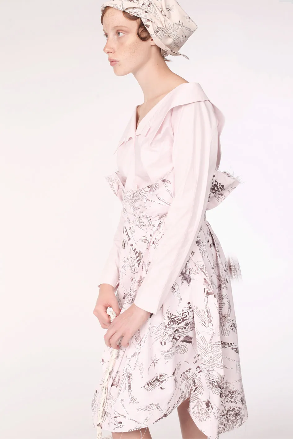 Open Collar Long Sleeves Cotton Shirt/ Powder Pink