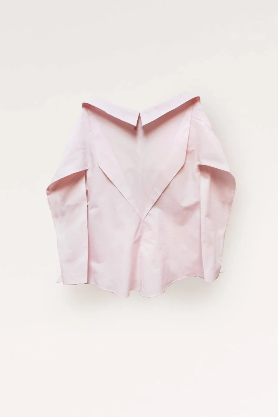 Open Collar Long Sleeves Cotton Shirt/ Powder Pink