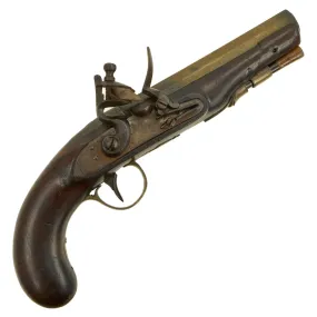 Original English Flintlock Overcoat Pistol with Octagonal Brass Barrel  - Circa 1775-1800