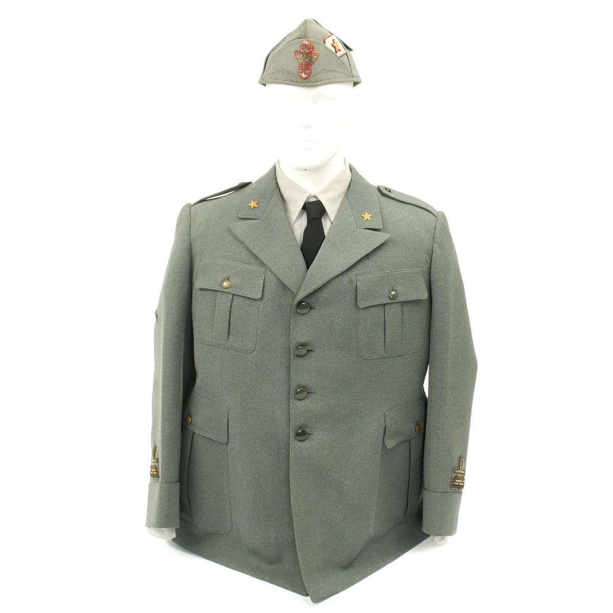 Original WWII Italian General Uniform with Bustina Field Cap and Greatcoat