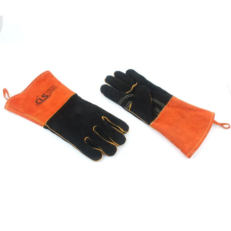 Outdoor BBQ Leather Men and Women Models High Temperature Insulation Thickening Long Welding Protective Gloves