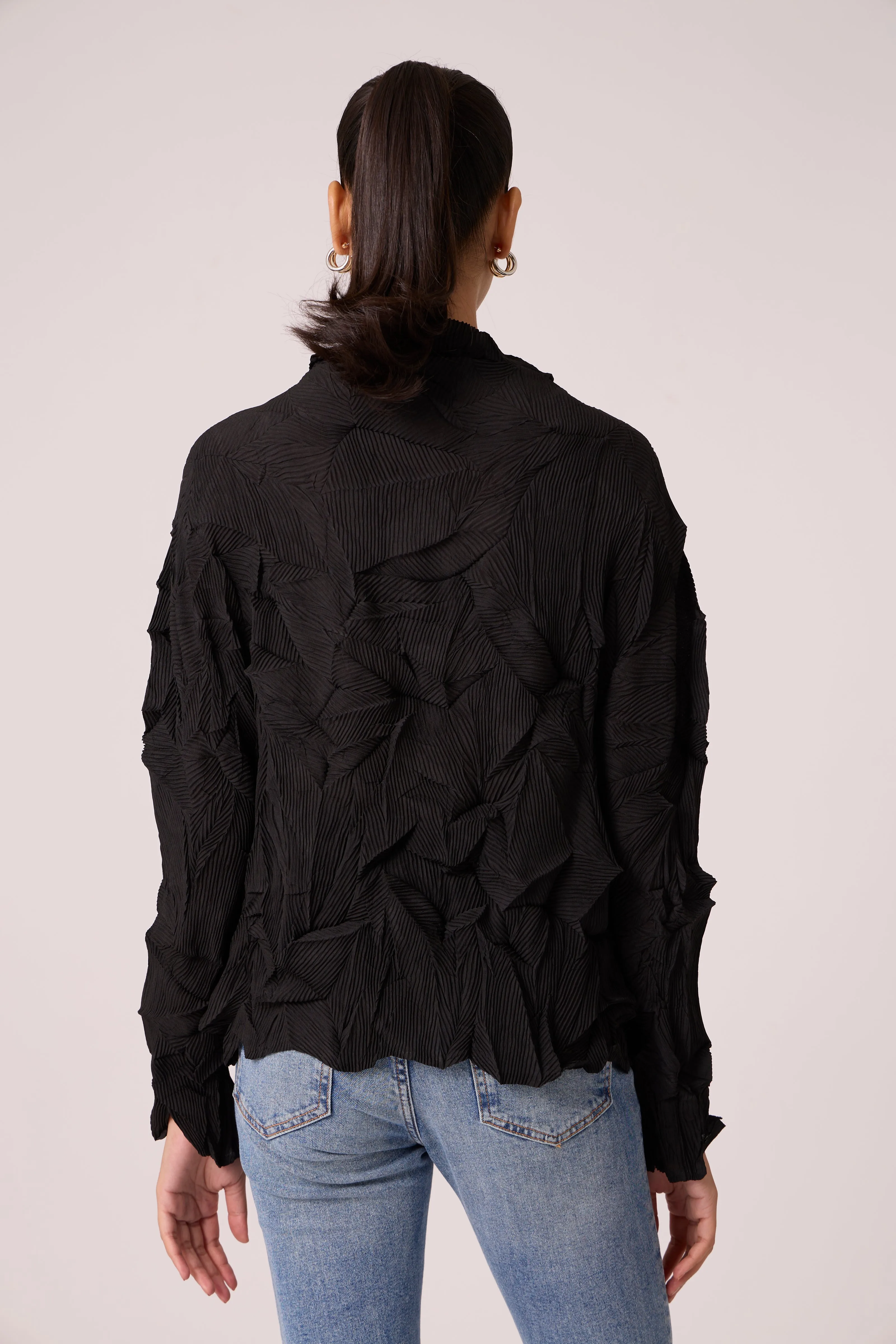 Paige Sheer Pleat Shirt - Black