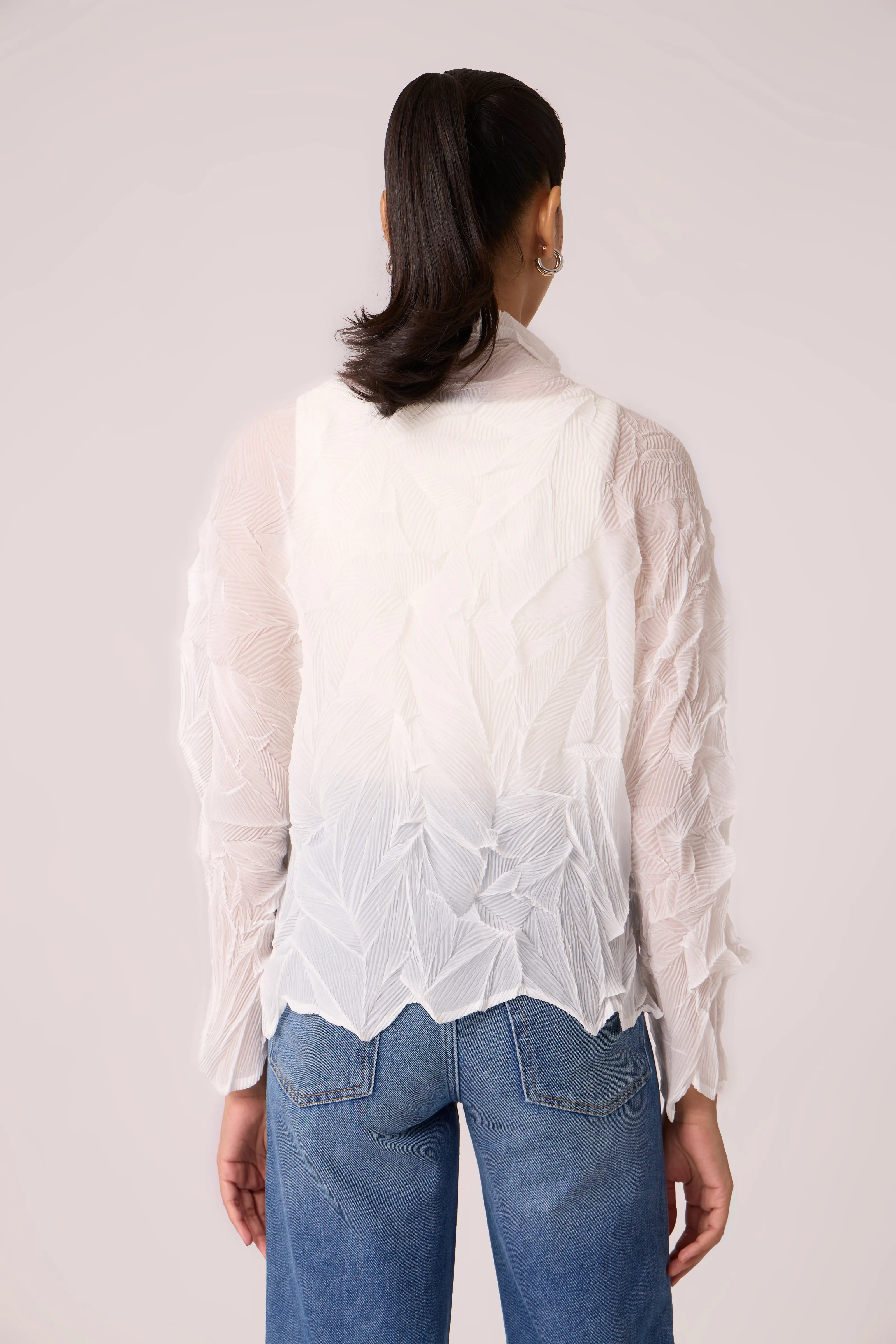 Paige Sheer Pleat Shirt - White