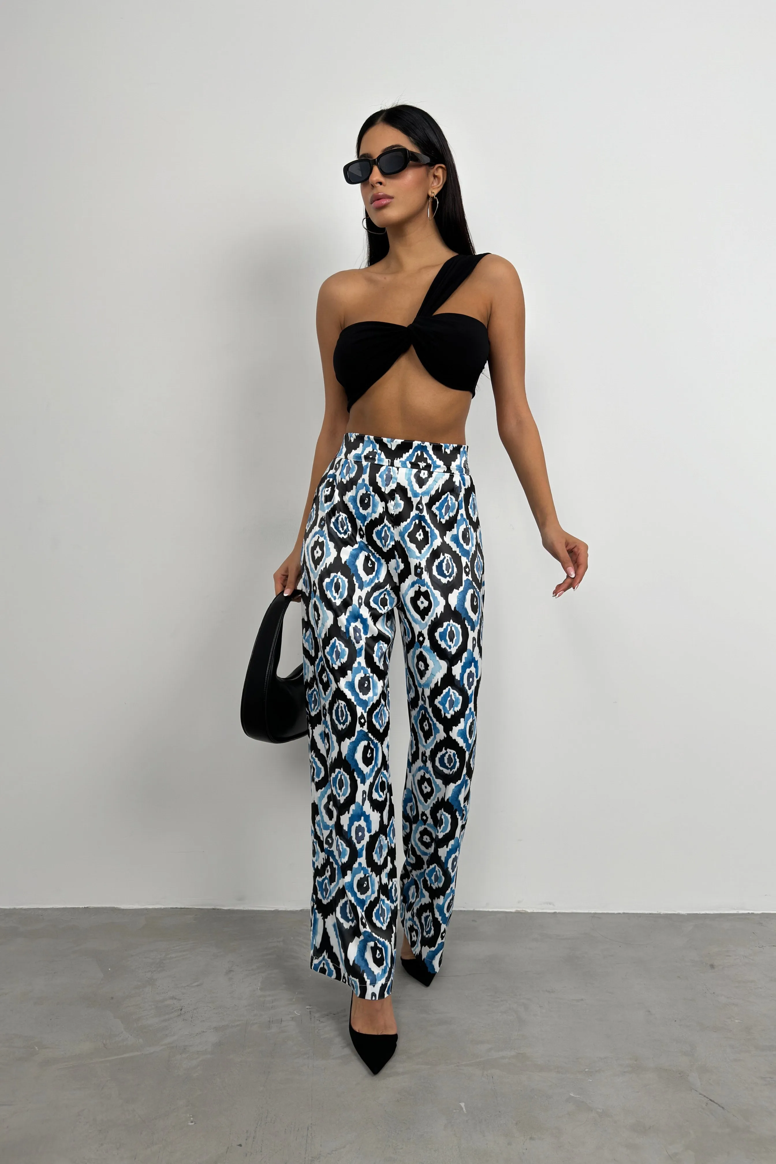 Patterned Satin Trousers