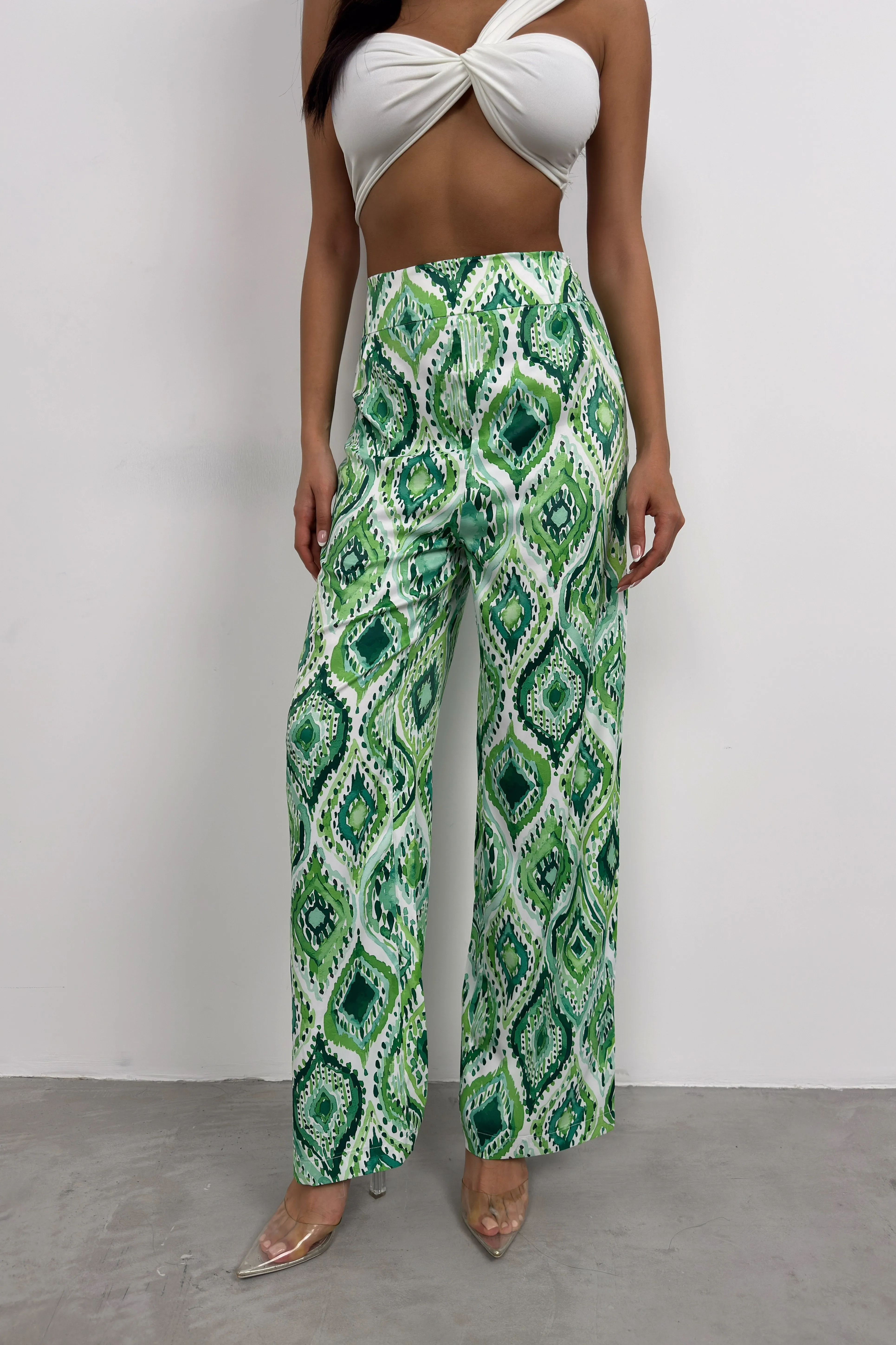 Patterned Satin Trousers