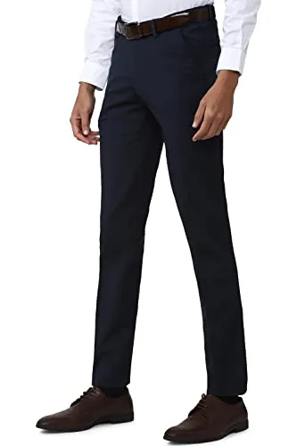 Peter England Men's Slim Work Utility Pants (PETFONSP102735_Navy_34)