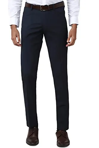 Peter England Men's Slim Work Utility Pants (PETFONSP102735_Navy_34)