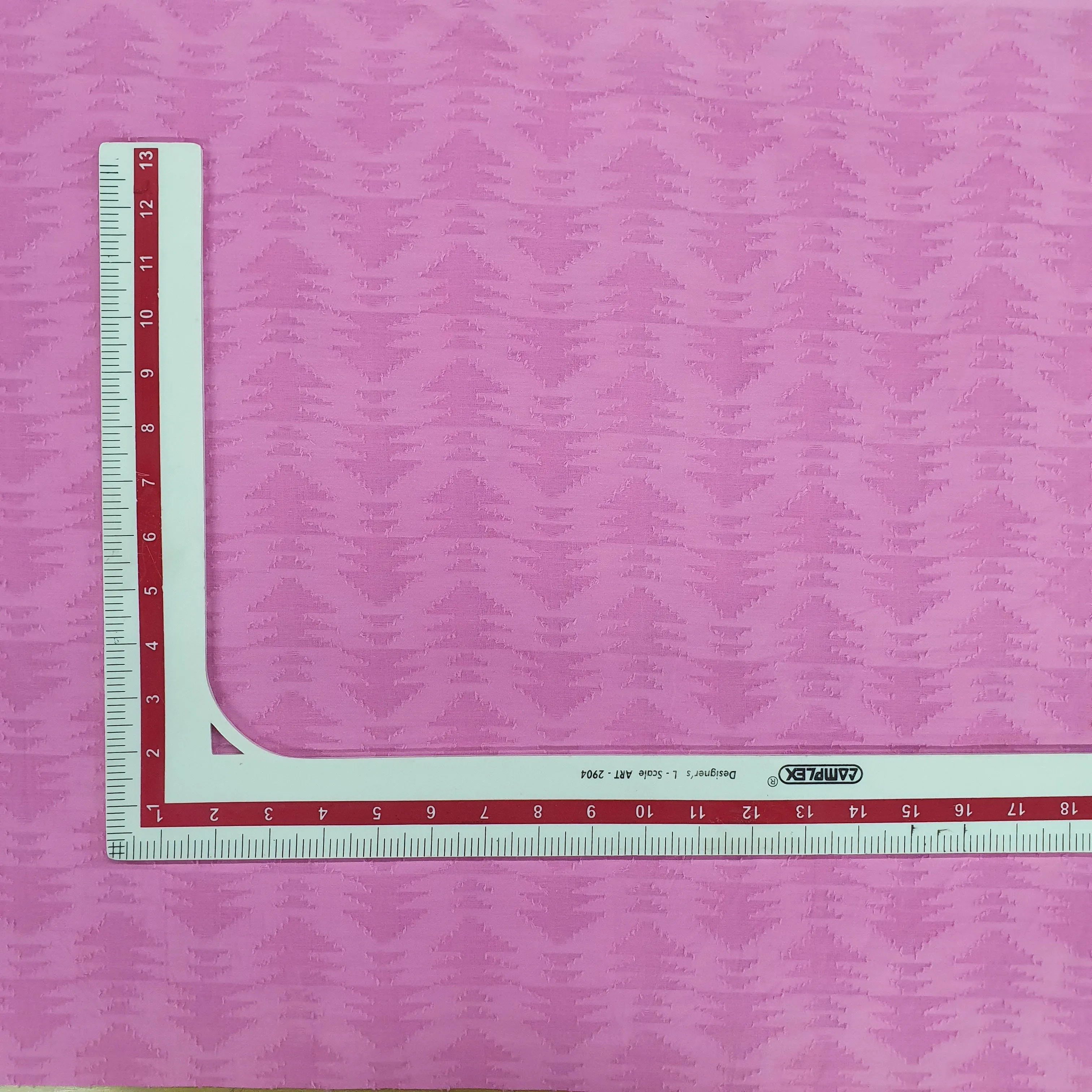 Pink Solid Jacquard Cotton Fabric