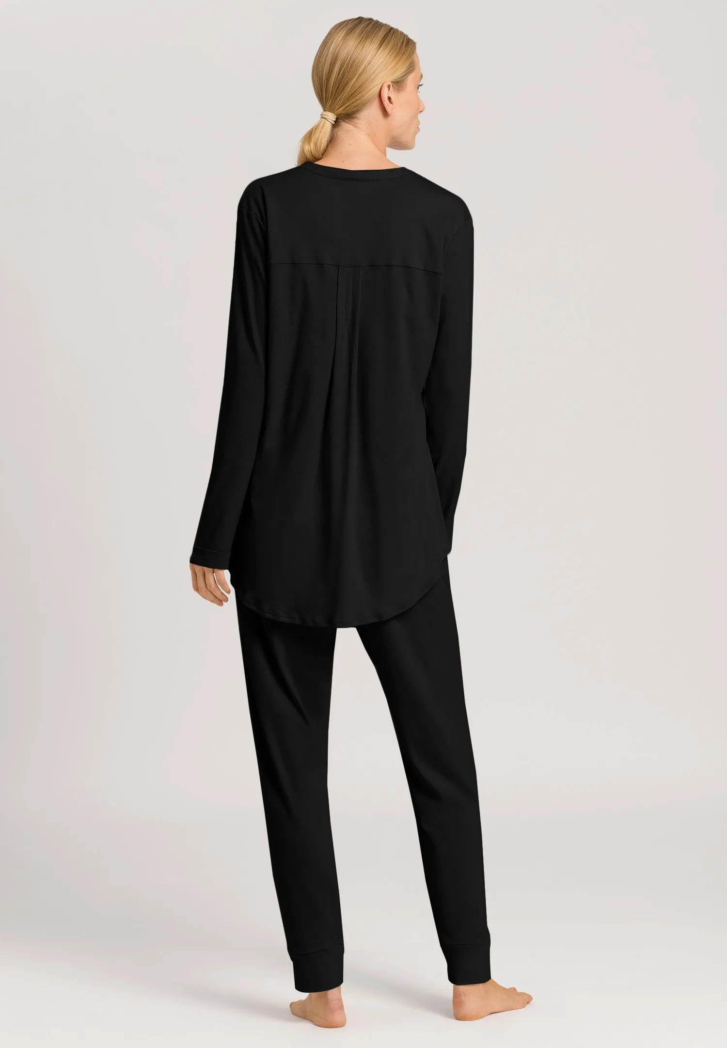 Pure Essence Button Front Soft Cotton Pajama Set | Black 77949-019