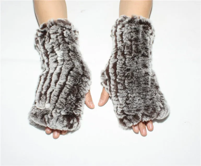 Rabbit Fur Winter Fingerless Gloves