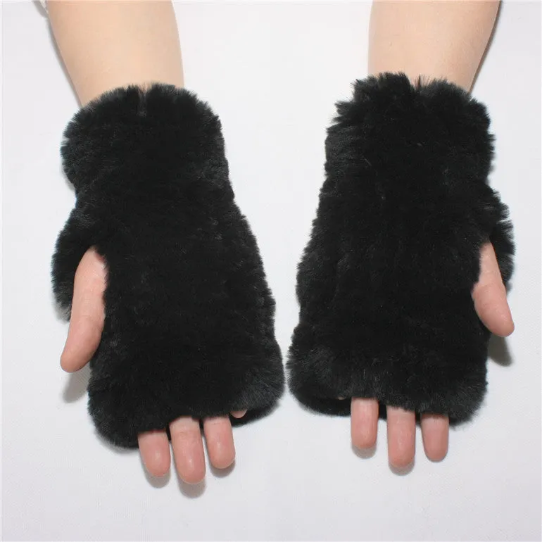 Rabbit Fur Winter Fingerless Gloves