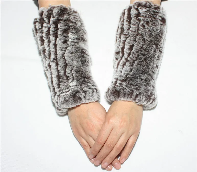 Rabbit Fur Winter Fingerless Gloves