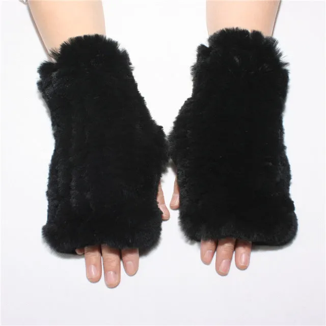 Rabbit Fur Winter Fingerless Gloves