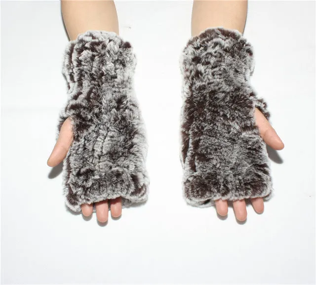 Rabbit Fur Winter Fingerless Gloves