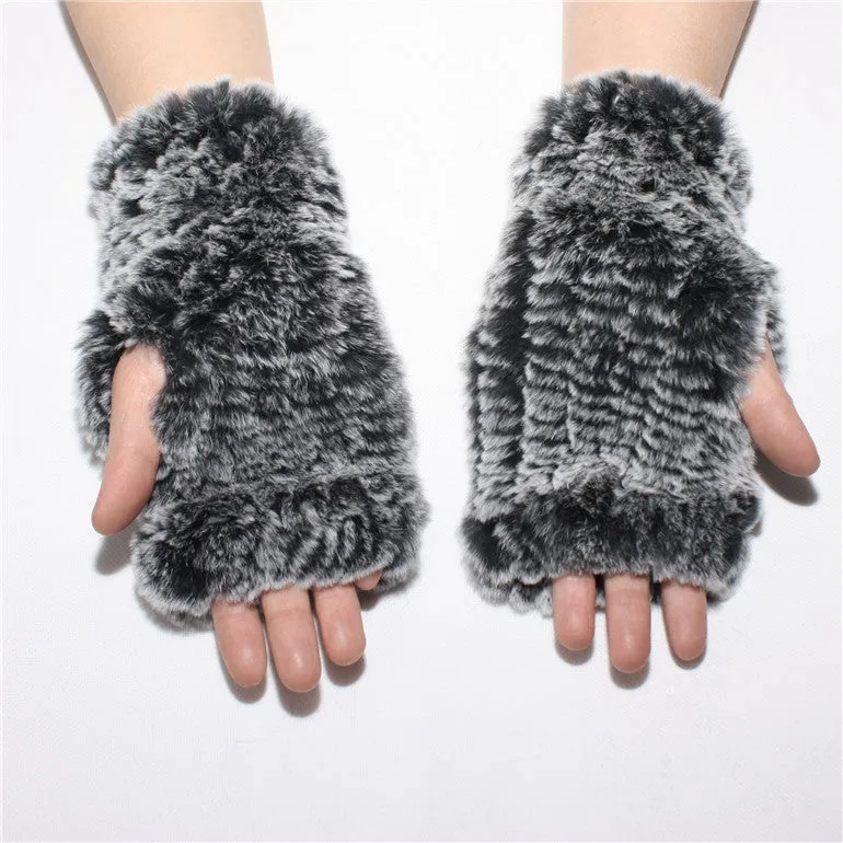 Rabbit Fur Winter Fingerless Gloves