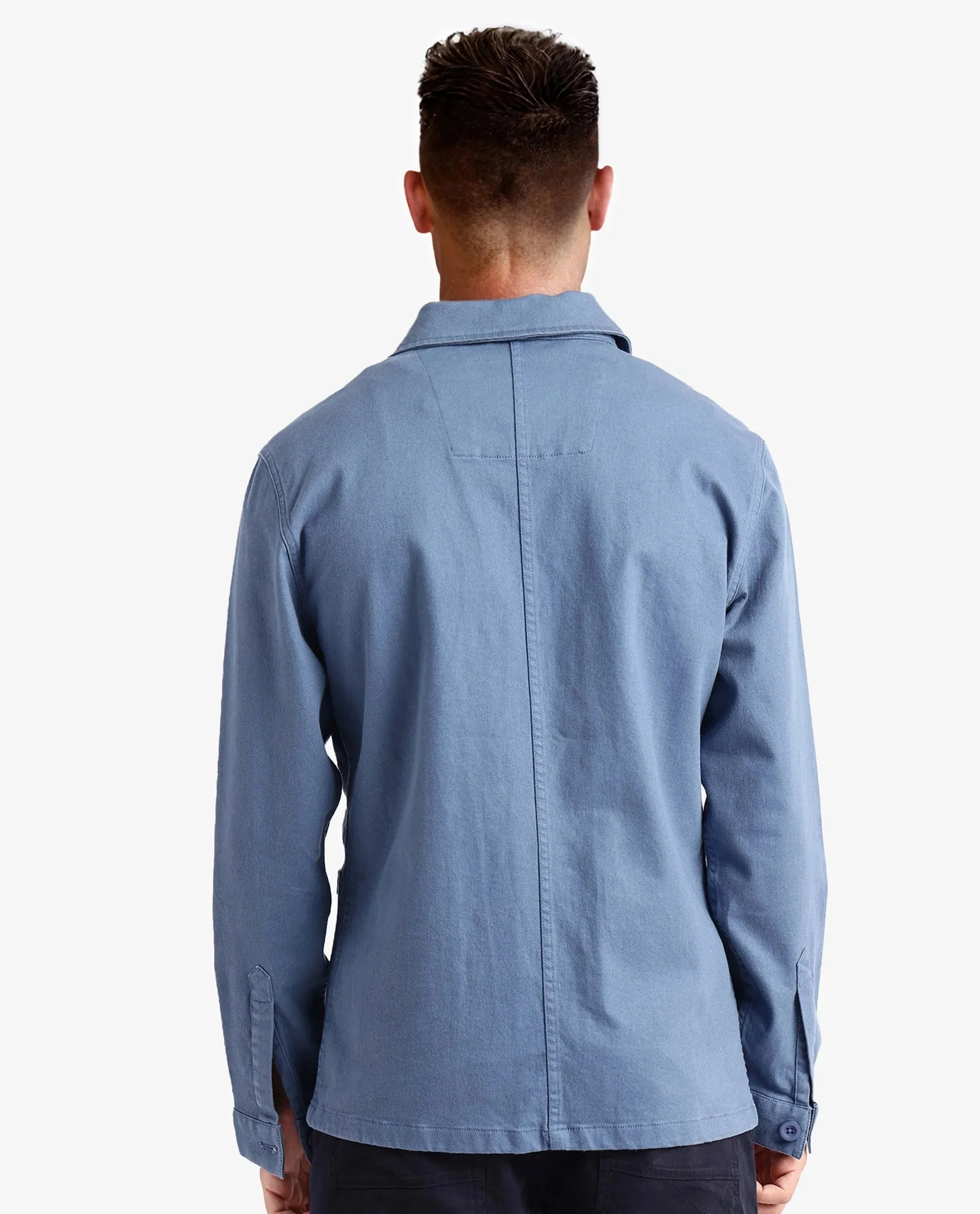 Rare Rabbit Men Slowear Blue Cotton Fabric Full Sleeve Spread Collar Button Closure Plain Shacket