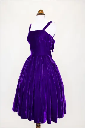 RESERVED Vintage 1950s Purple Velvet Dress (As Is)