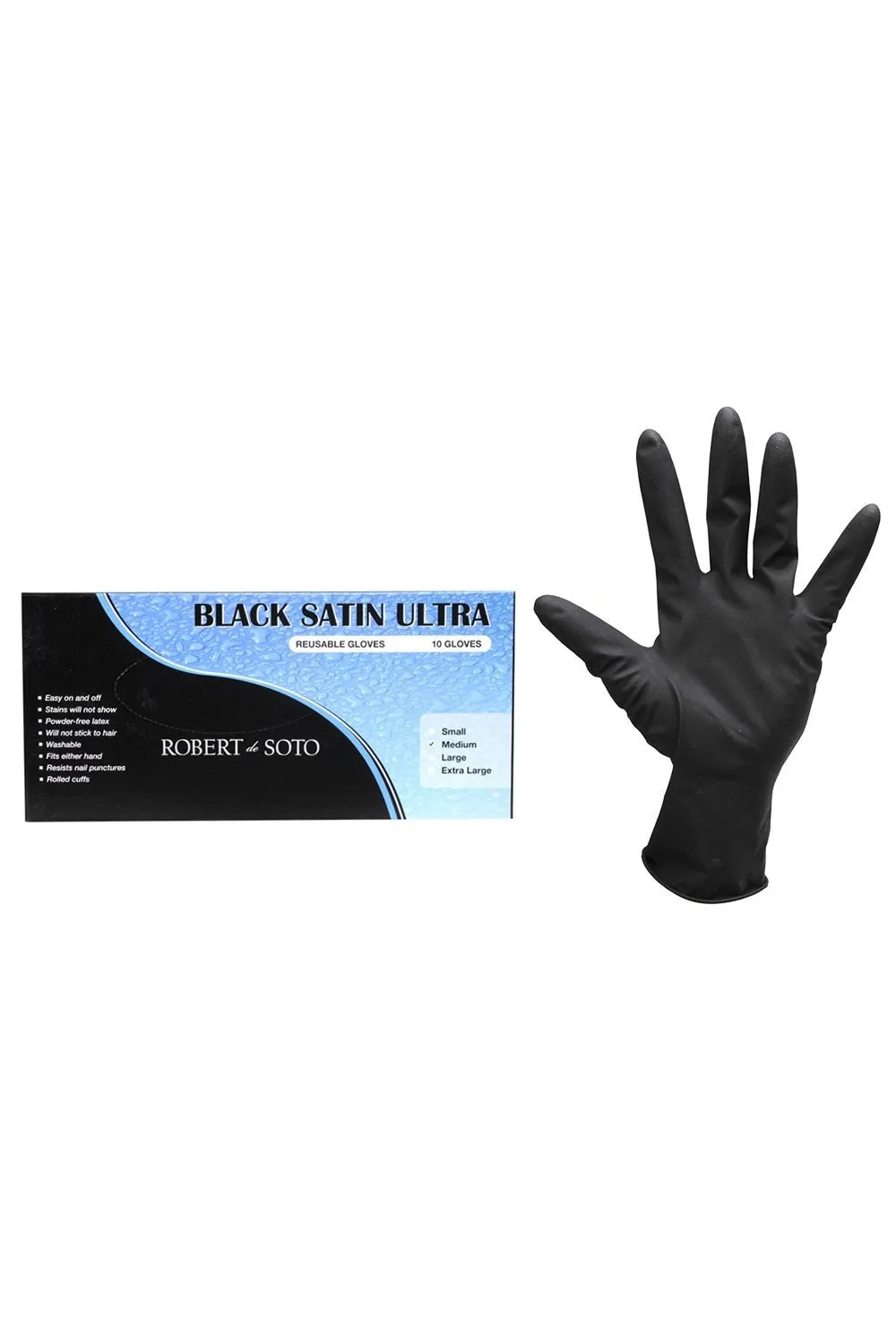 Robert De Soto Black Satin Ultra Reusable Gloves