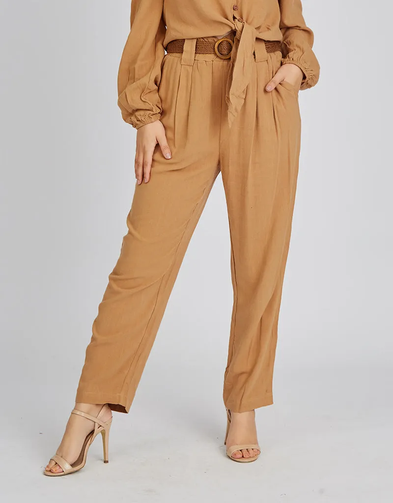 Ruffle Top Linen Pants