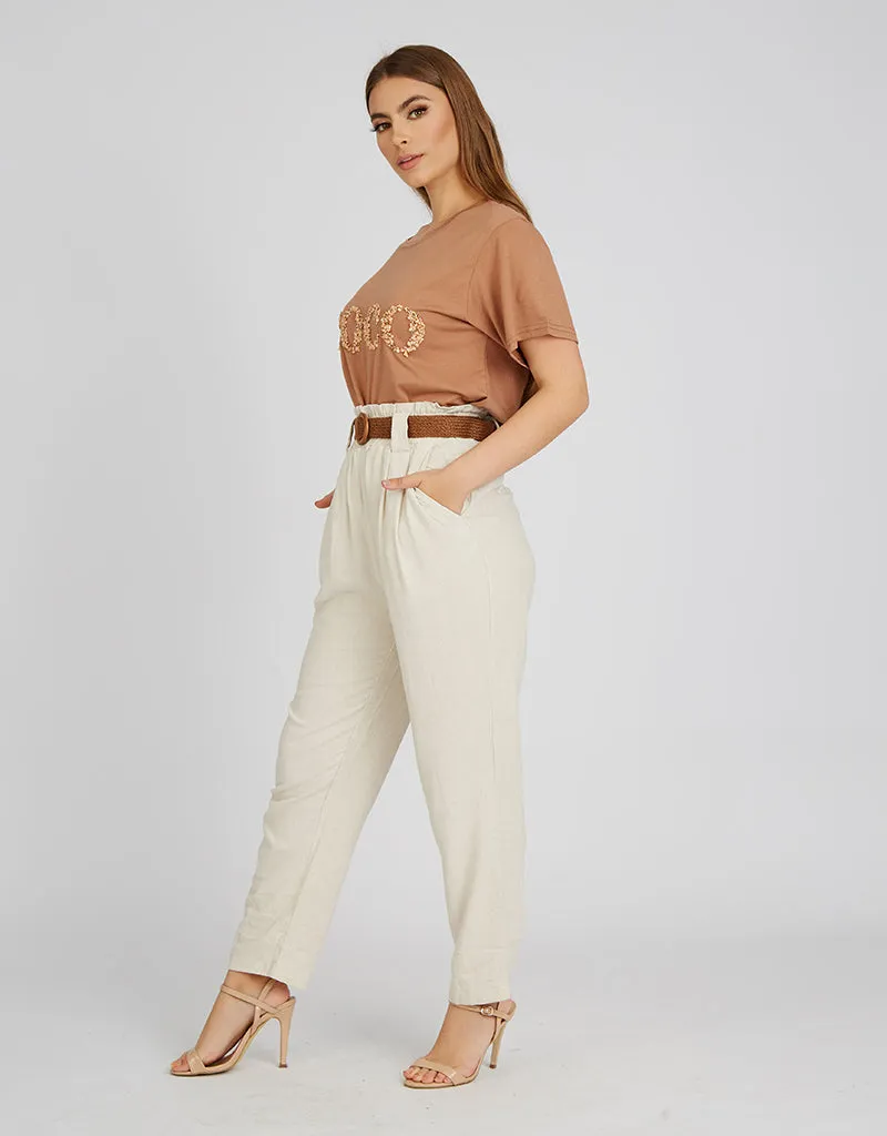 Ruffle Top Linen Pants