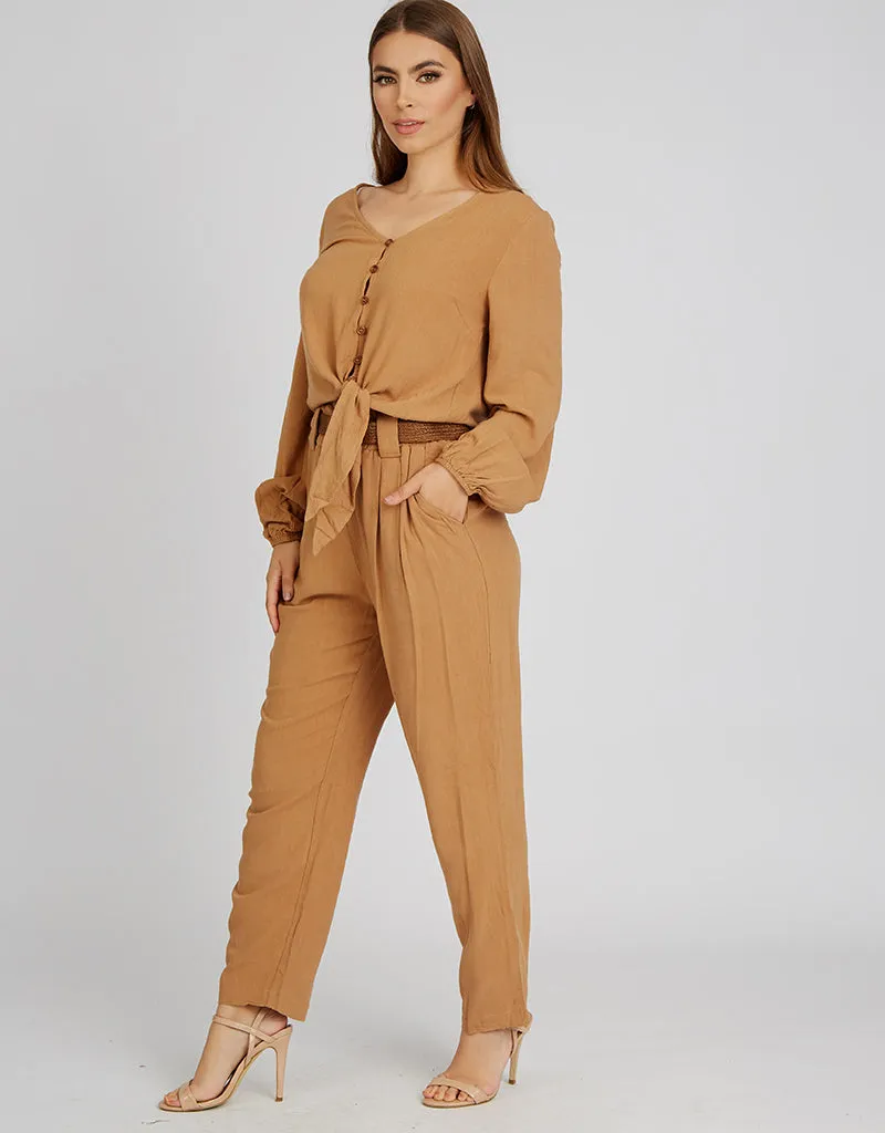 Ruffle Top Linen Pants