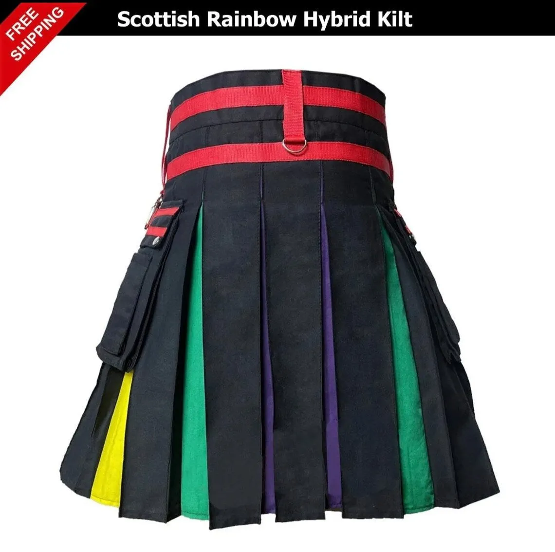 Scottish Handmade Hybrid kilt rainbow kilt 100% Cotton