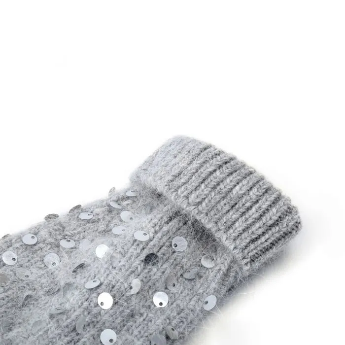 Sequin Fingerless Gloves  - Silver