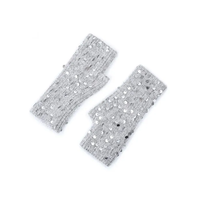 Sequin Fingerless Gloves  - Silver