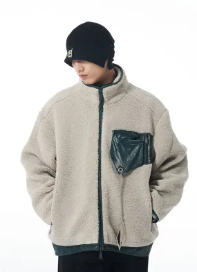 Sherpa jacket with removable metal label