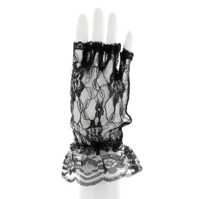 Short Lace Fingerless Gloves with Cuff