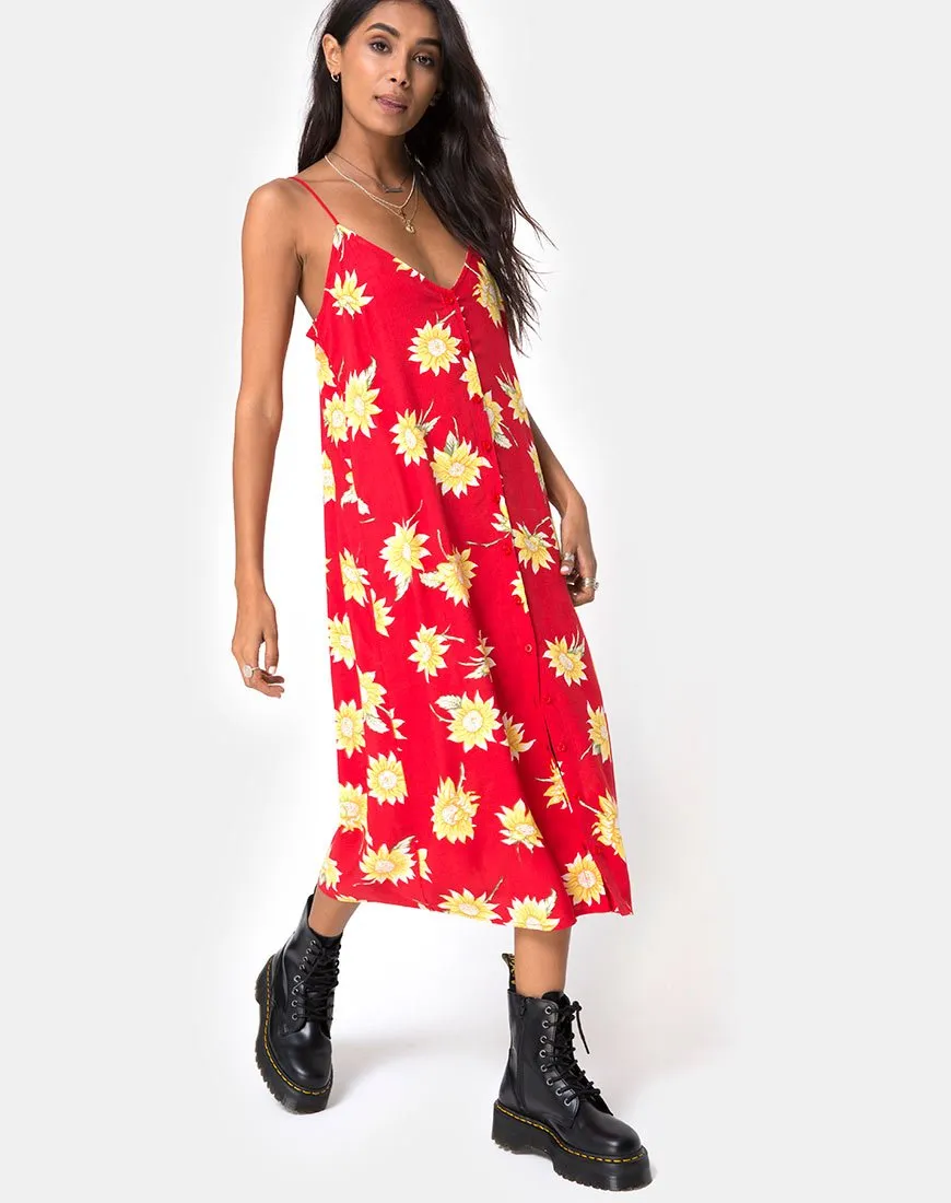 Sini Slip Midi Dress in Sunny Days Red