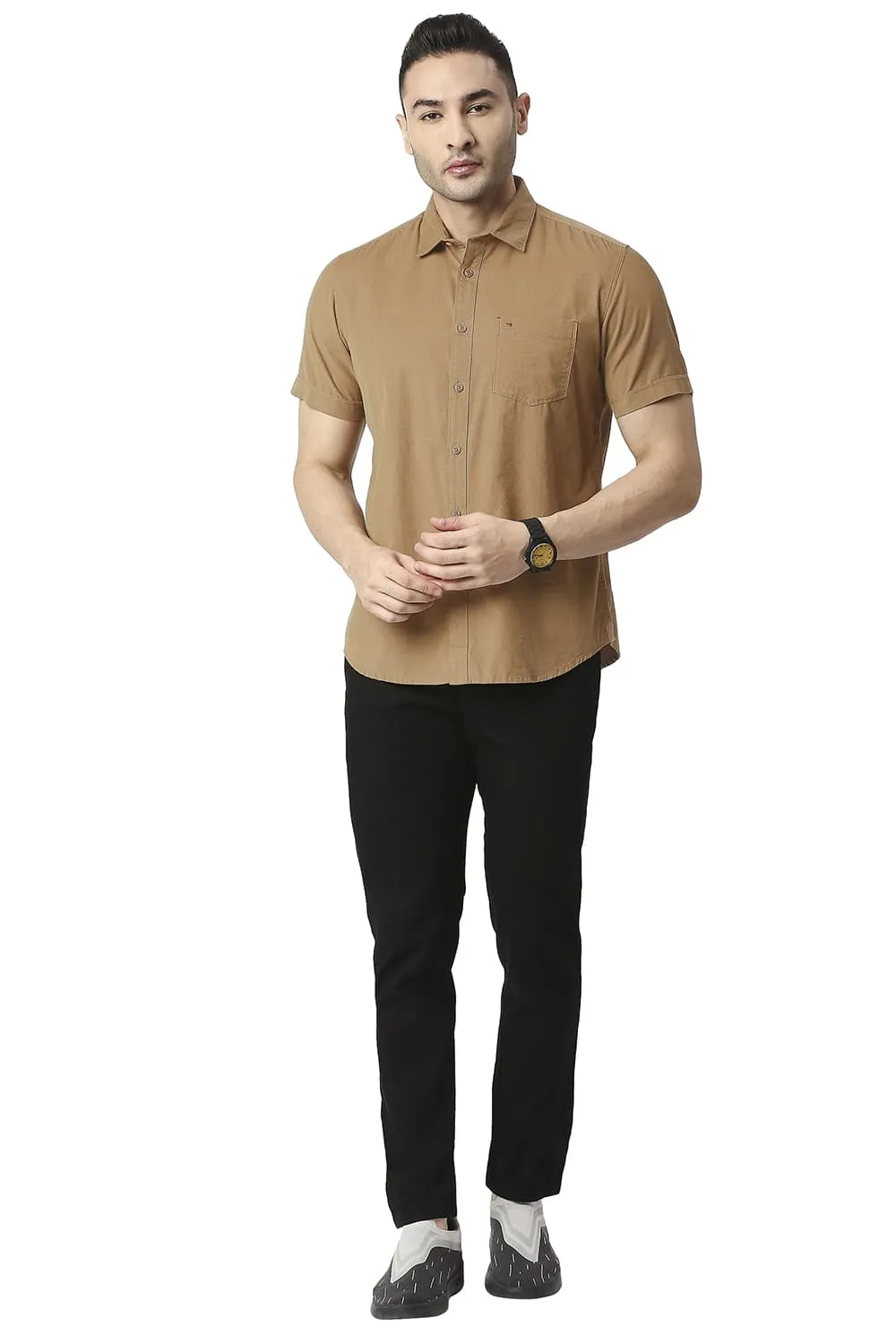 Slim Fit Cotton Corduory Halfsleeves Shirt