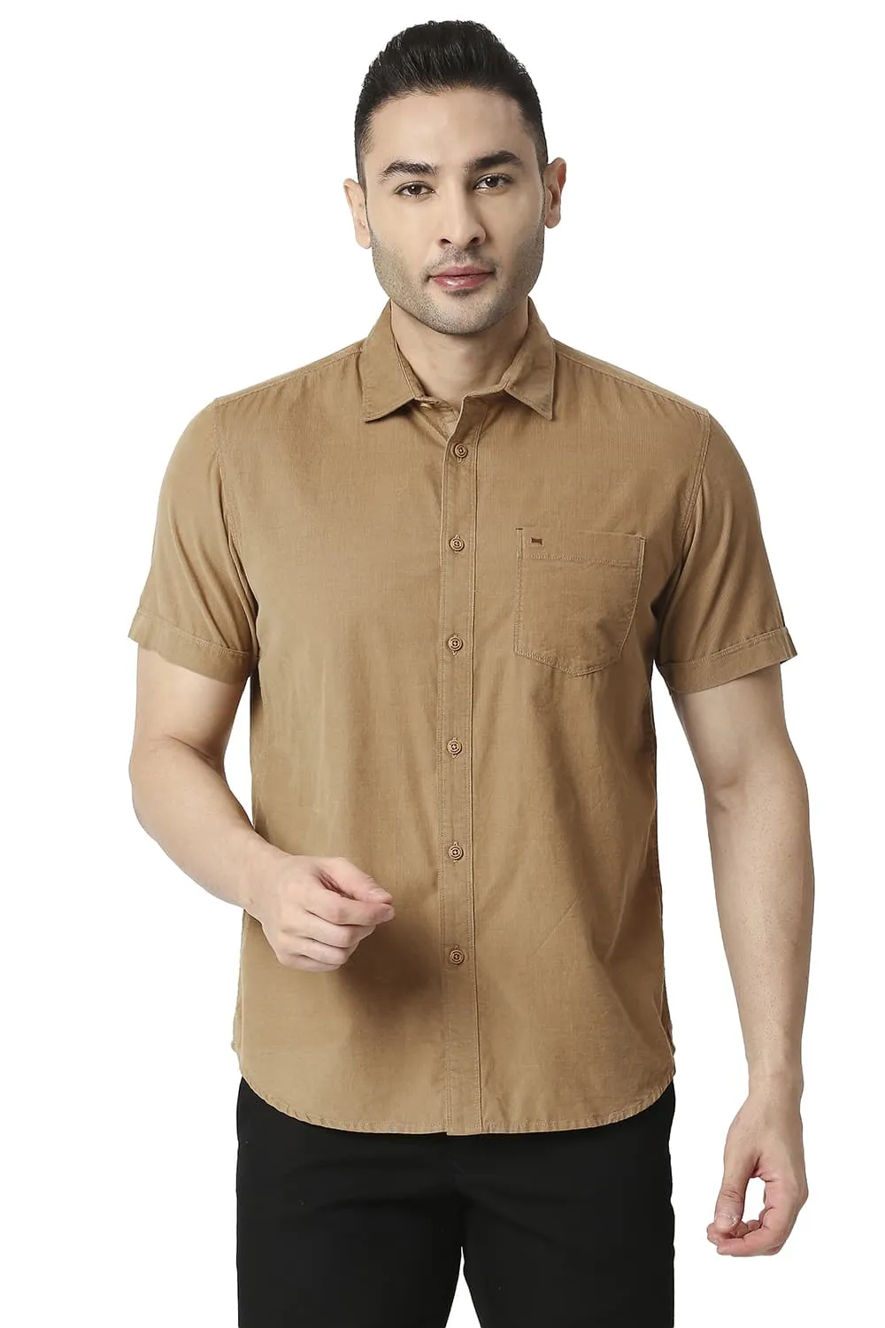 Slim Fit Cotton Corduory Halfsleeves Shirt