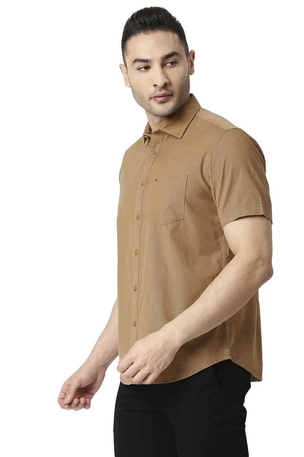 Slim Fit Cotton Corduory Halfsleeves Shirt