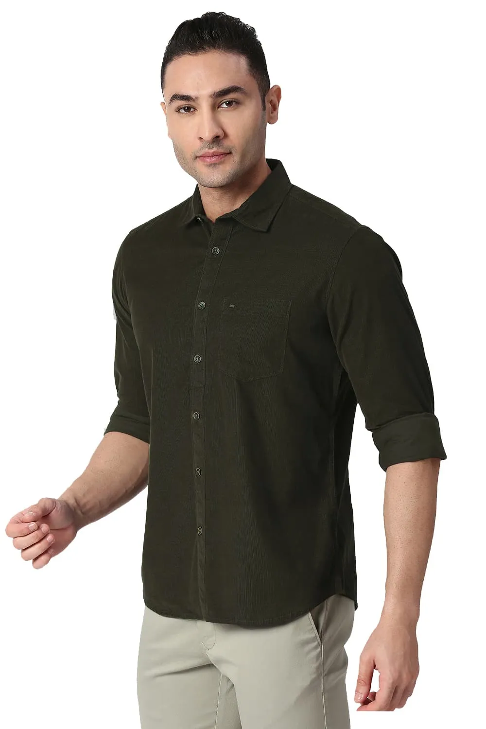 Slim Fit Cotton Corduory Shirt