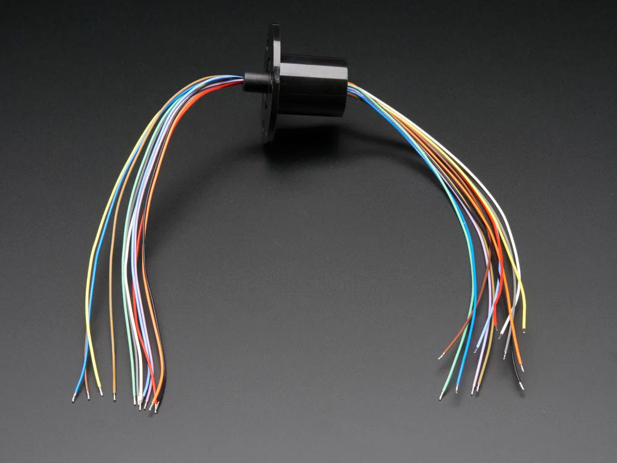 Slip Ring with Flange - 22mm diameter, 12 wires, max 240V @ 2A