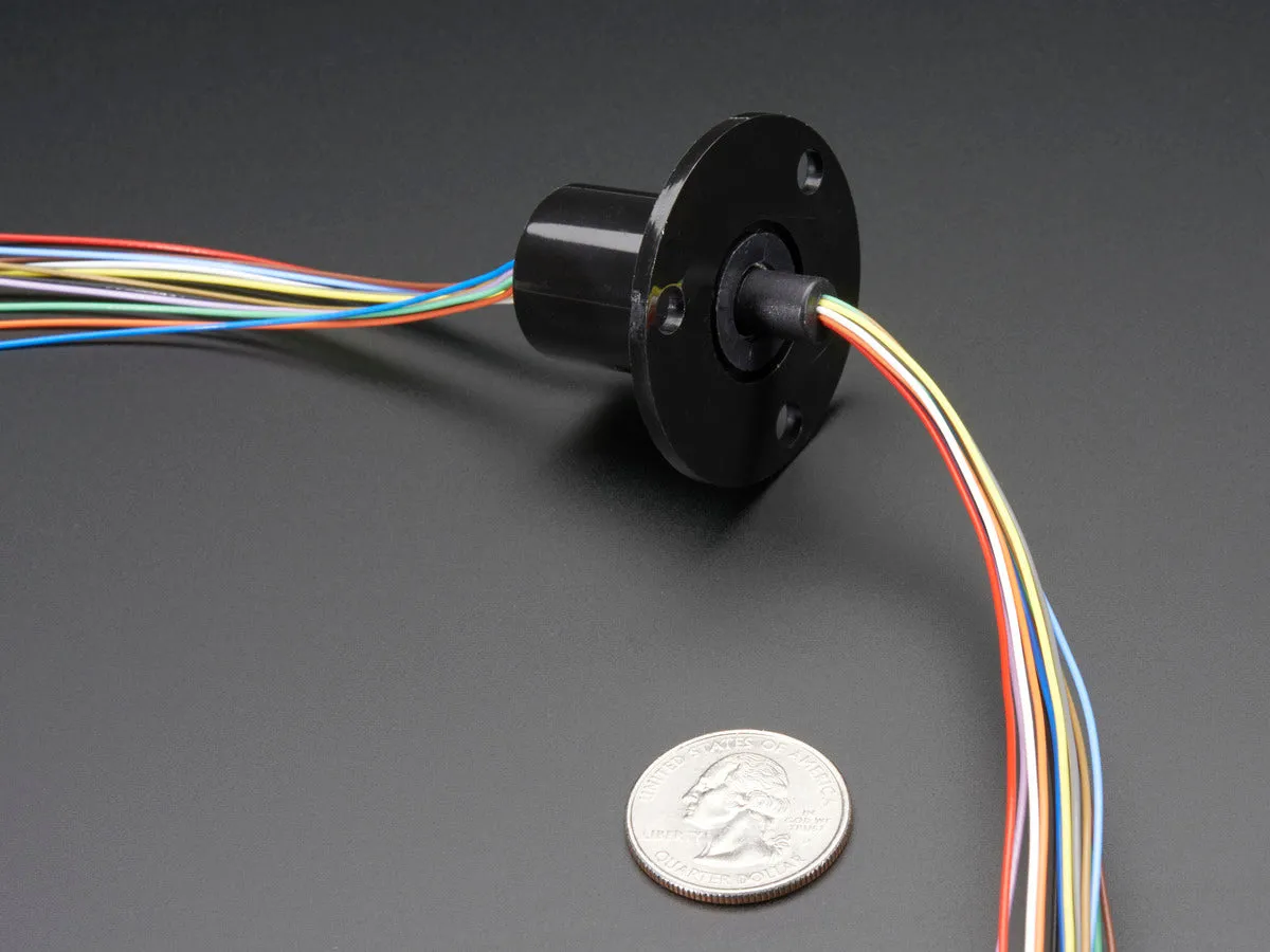 Slip Ring with Flange - 22mm diameter, 12 wires, max 240V @ 2A