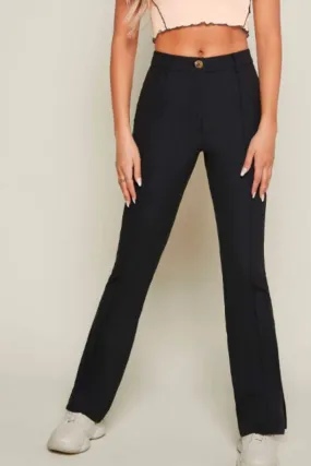 Slit Hem Flare Leg Trousers