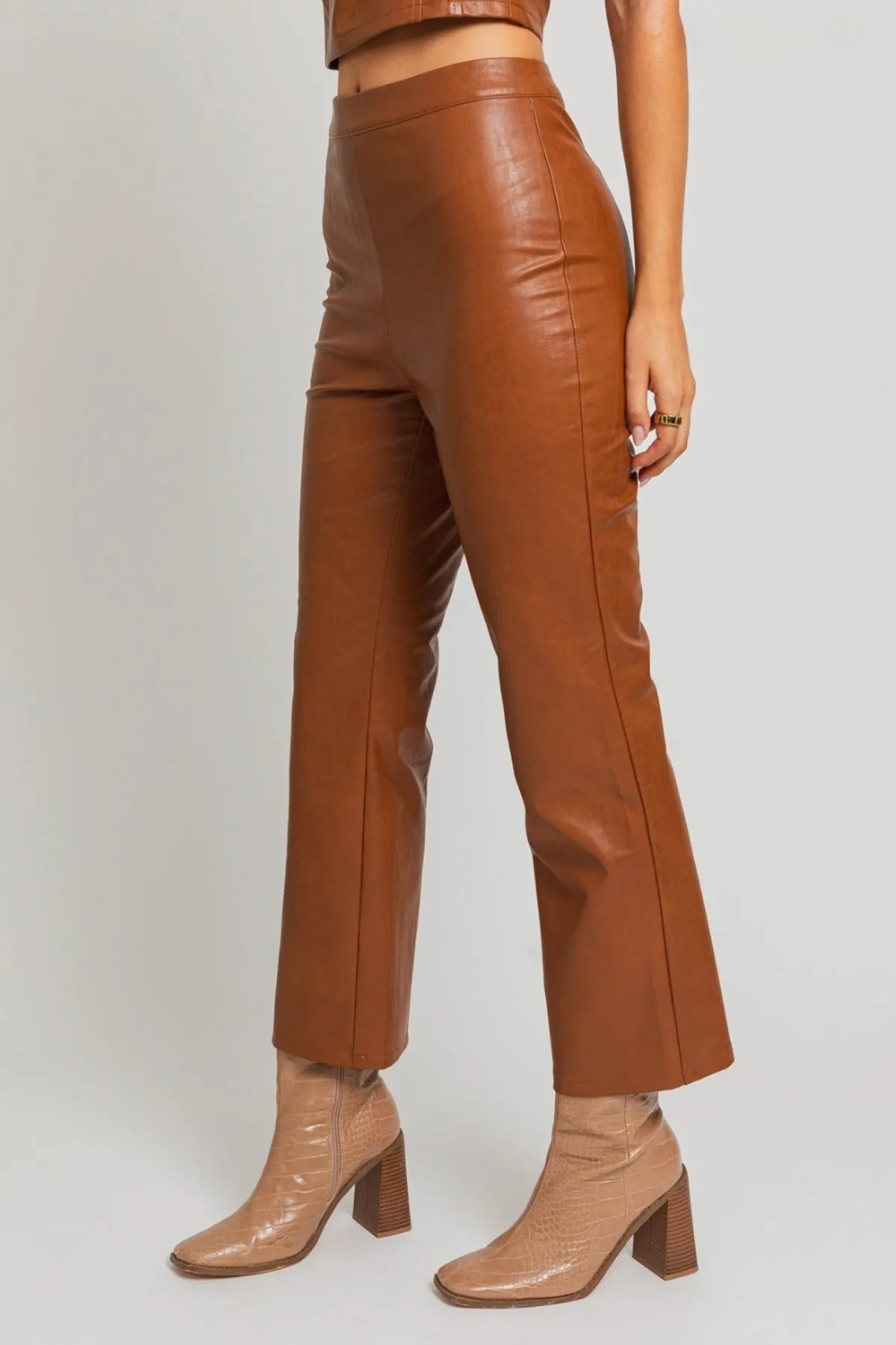 Straight Leg Leather Pants