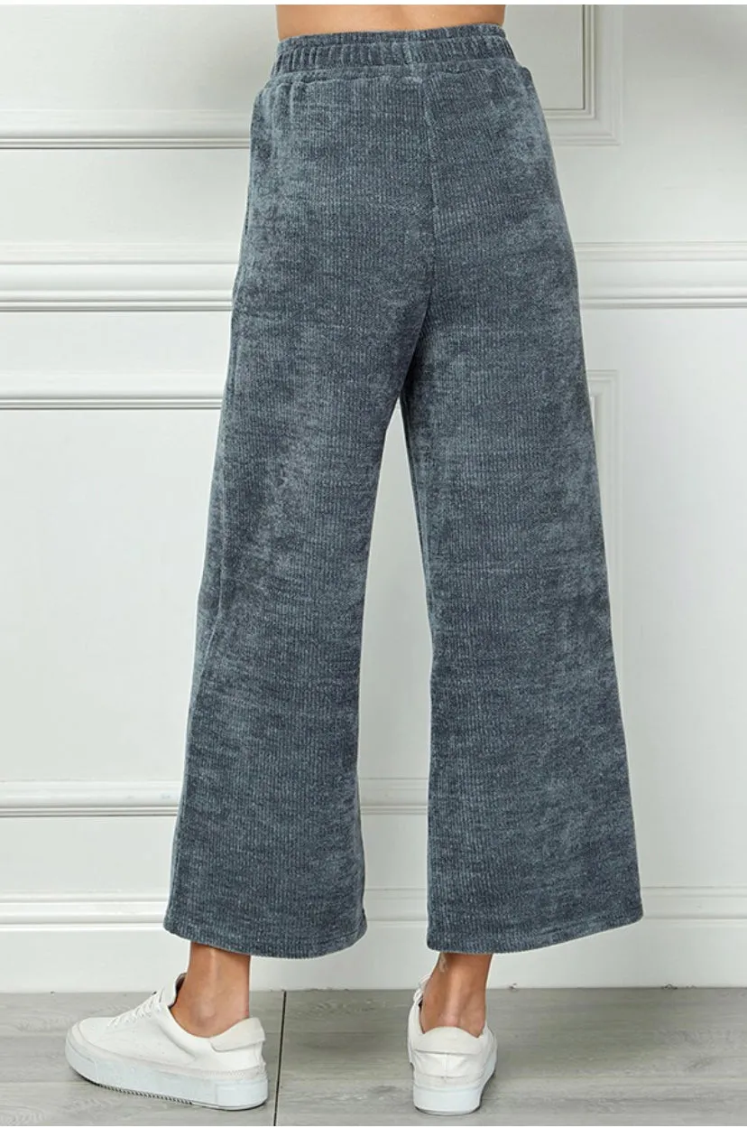 Surely Chenille Cropped Wide Pants