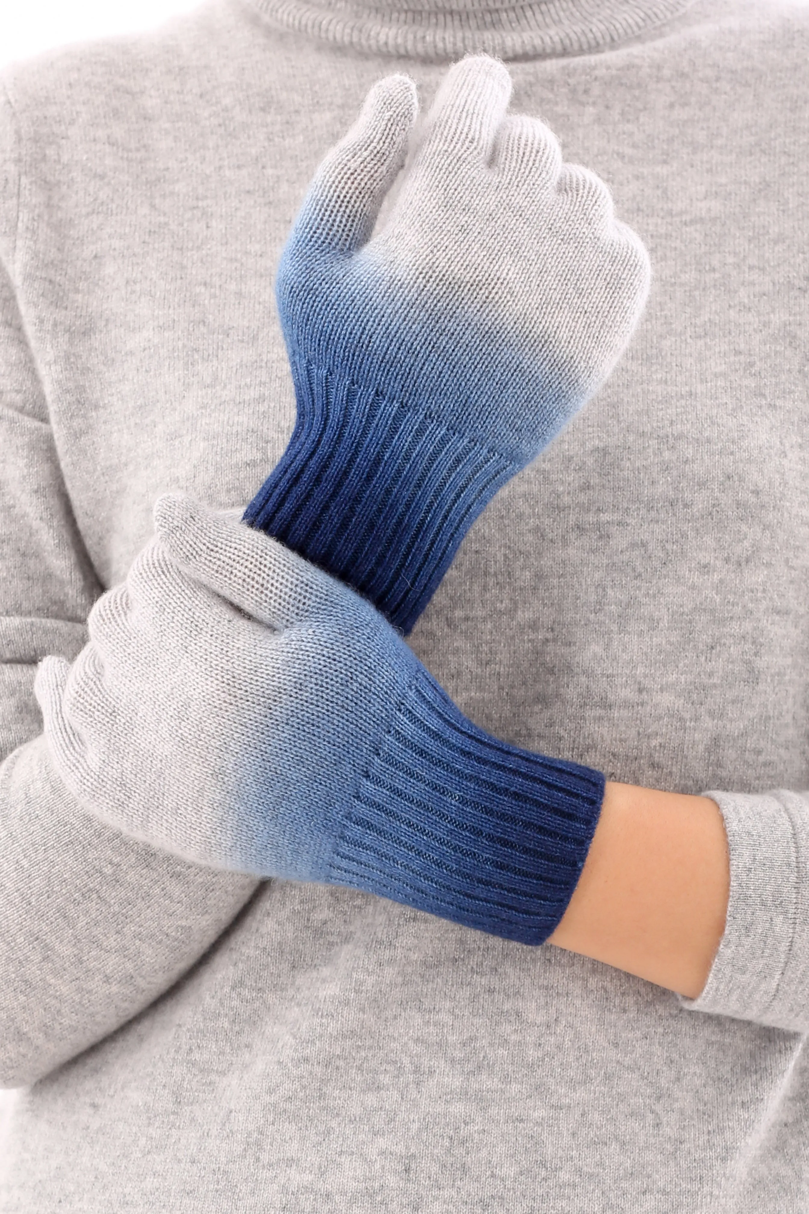 Sustainable Cashmere Glove - Blue Dip-Dye