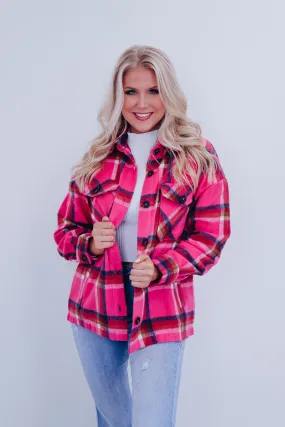 The Perfect Plaid Shacket - Magenta