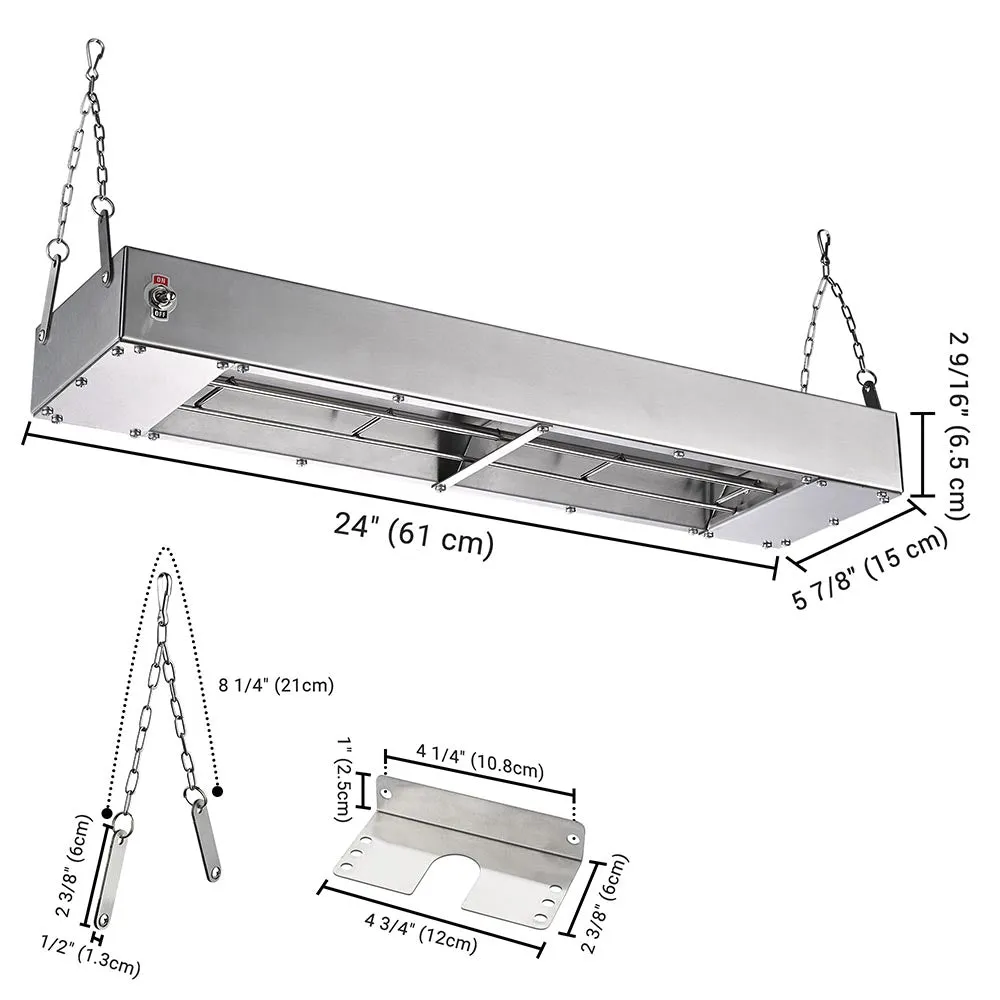 TheLAShop 24 in. Food Heater Strip Warmer 110V 900W