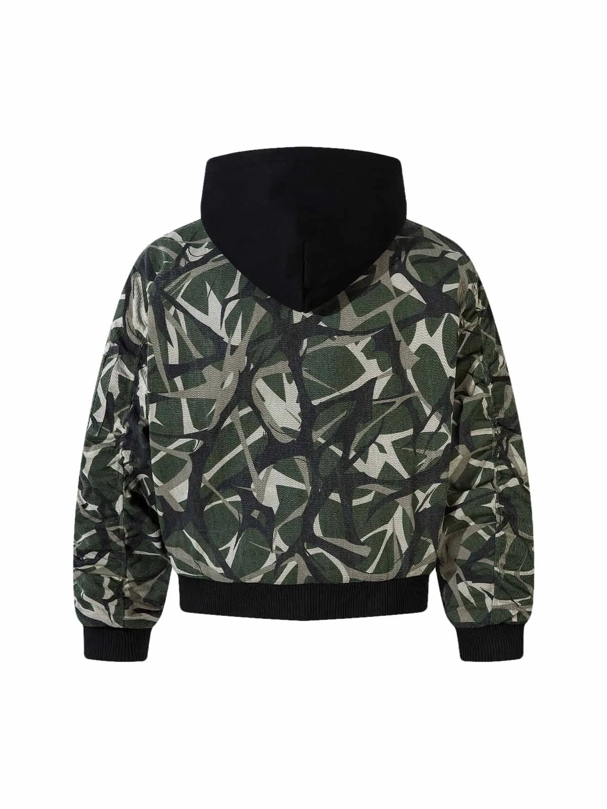 Thesupermade  Camouflage Faux Two-piece Hooded Fleece Jacket Tracksuit