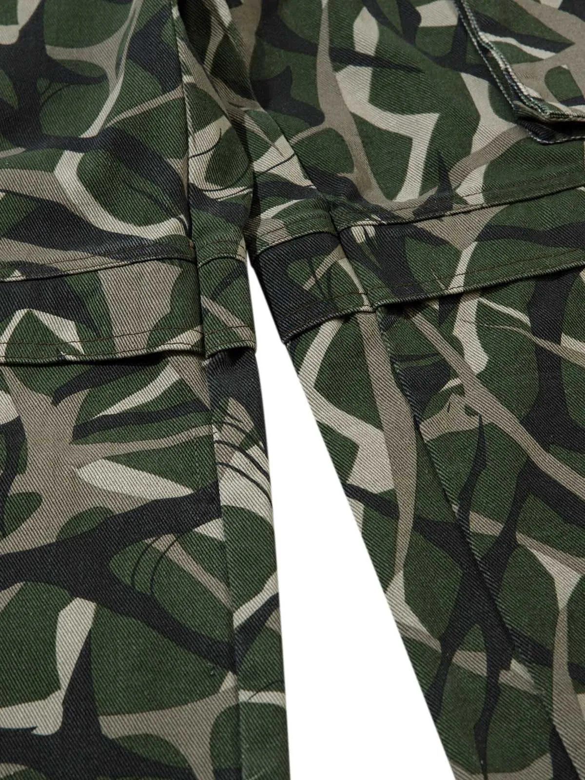 Thesupermade  Camouflage Faux Two-piece Hooded Fleece Jacket Tracksuit