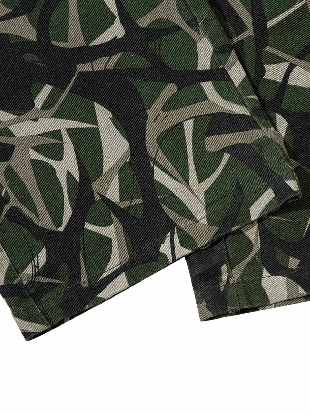 Thesupermade  Camouflage Faux Two-piece Hooded Fleece Jacket Tracksuit