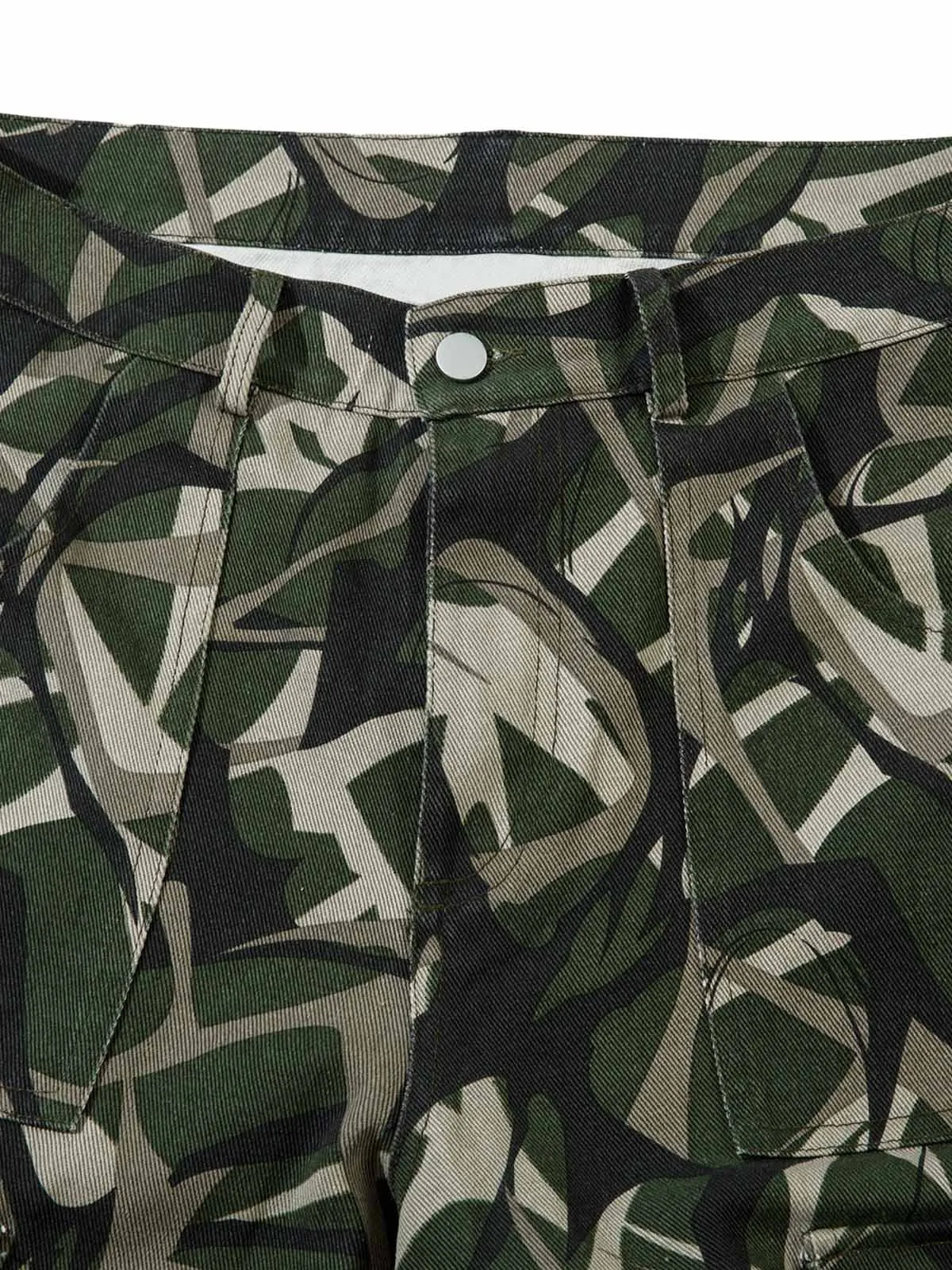 Thesupermade  Camouflage Faux Two-piece Hooded Fleece Jacket Tracksuit