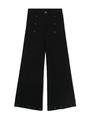 Twinset Girls’ black ribbed knit trousers